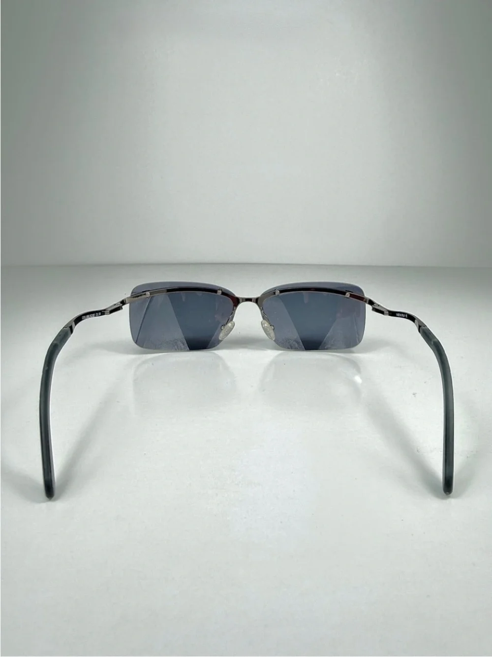 Deadstock Celine Rimless Sunglasses Shield SC 1007 568 Full Set Y2K Gunmetal